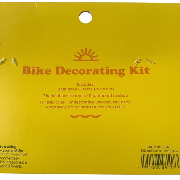 Sun Squad 5-Piece Bike Decorating Kit Garlands & Streamers Rainbow NEW UNOPENED - Picture 4 of 5